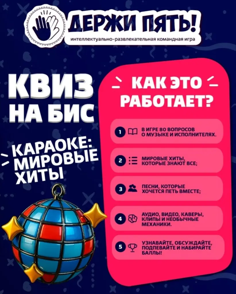 Рекламный плакат квиз-караоке мировые хиты