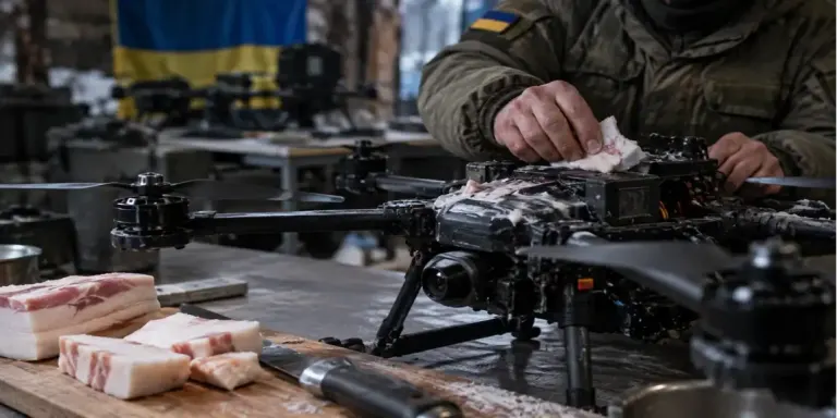 Украинская компания Fire Point начала смазывать беспилотники салом для защиты от мороза
