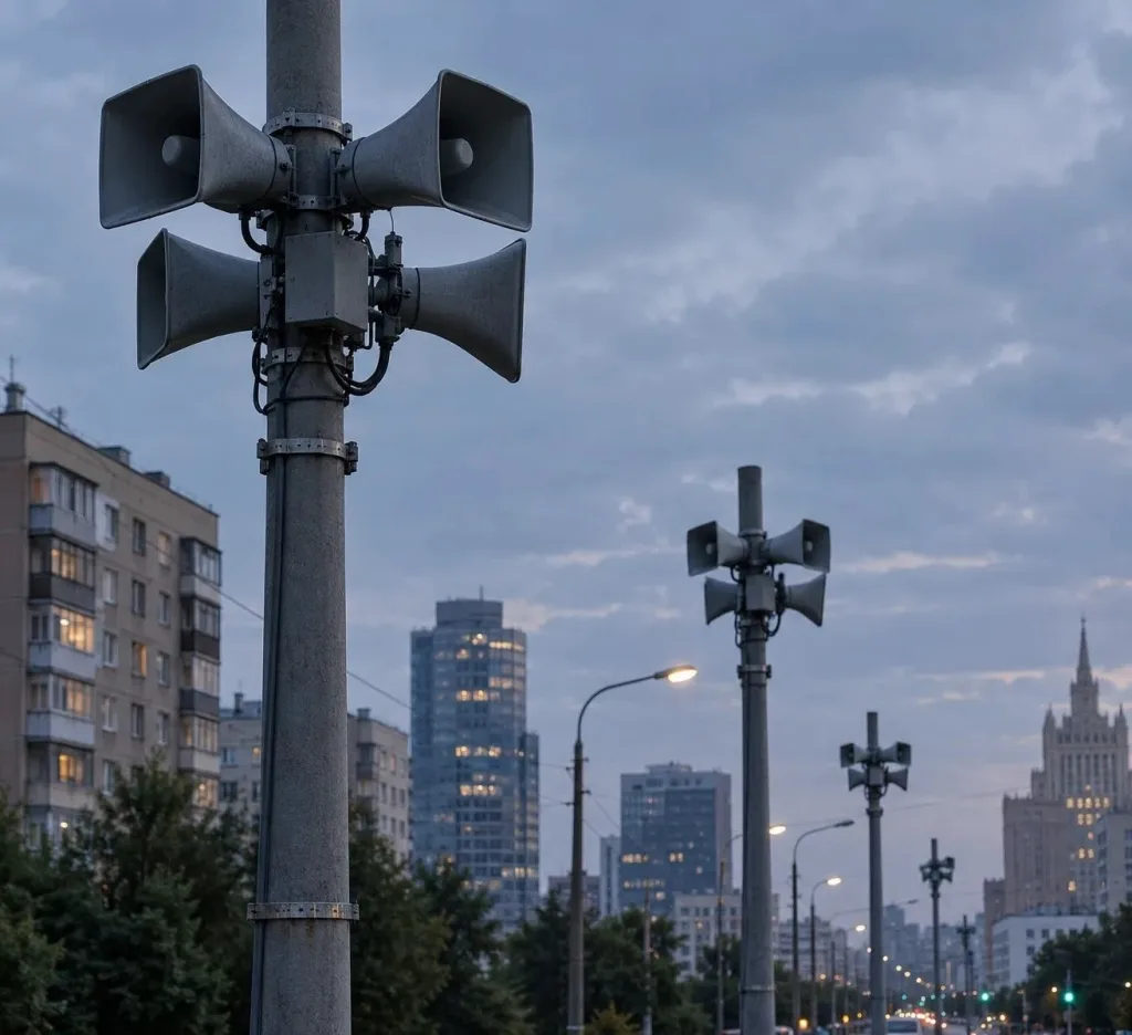 Электросирены системы оповещения на улице