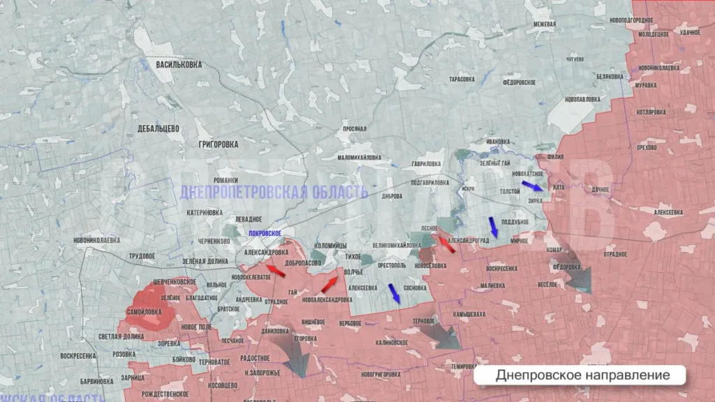 Карта боевых действий на Днепропетровском направлении