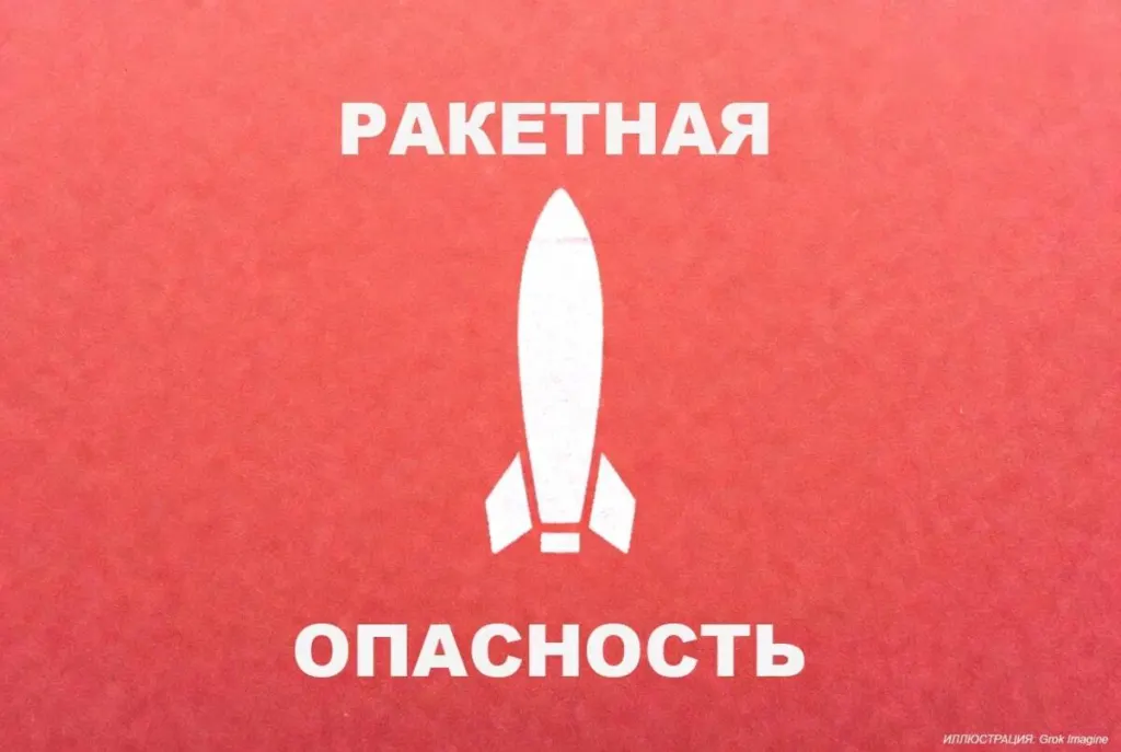 Сигнал ракетной опасности на красном фоне