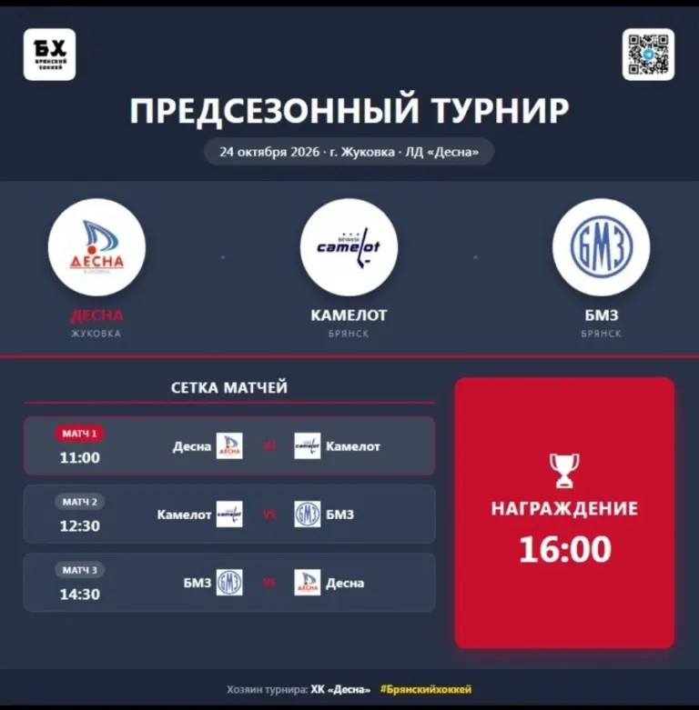 В Ледовом дворце Жуковки пройдет хоккейный турнир