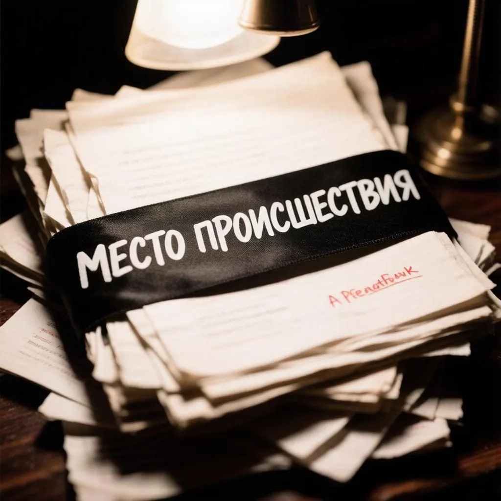 Документы с лентой «Место происшествия»